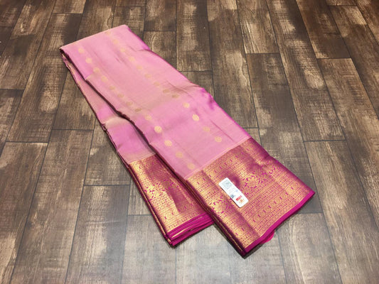 Kanchipuram Pure Silk Saree in pink hue