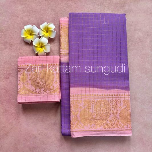 Zari Kattam Madurai Sungudi cotton Saree