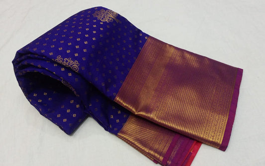 Traditional blue Semi silk pattu sarees - zari work wedding saree