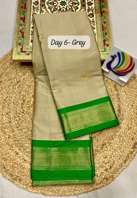 Traditional Kadiyal Paithani soft silk saree - Green