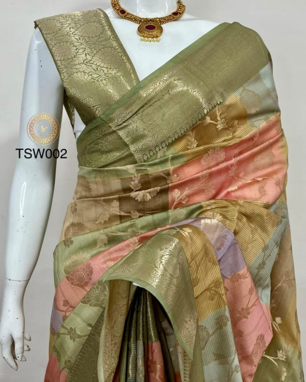 Georgette Silk Unique style zari border saree