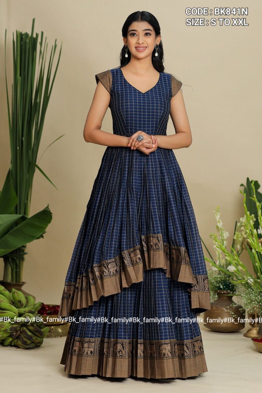 Handloom Cotton big border handwoven cotton dress
