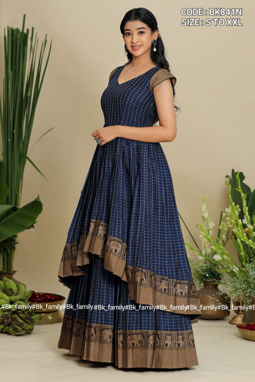 Handloom Cotton big border handwoven cotton dress