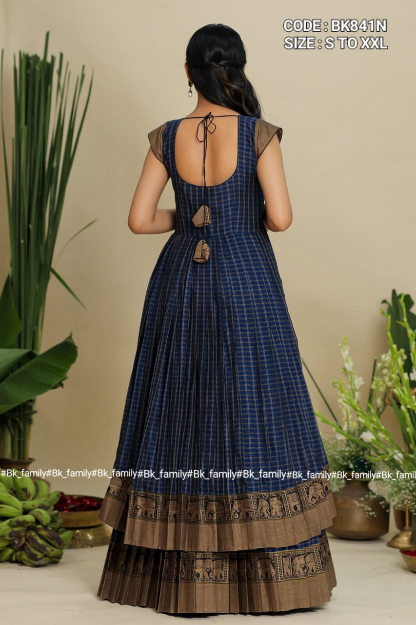 Handloom Cotton big border handwoven cotton dress