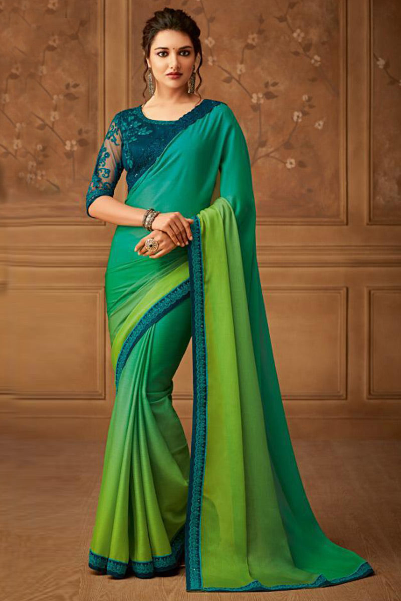 Shades of blue party wear saree