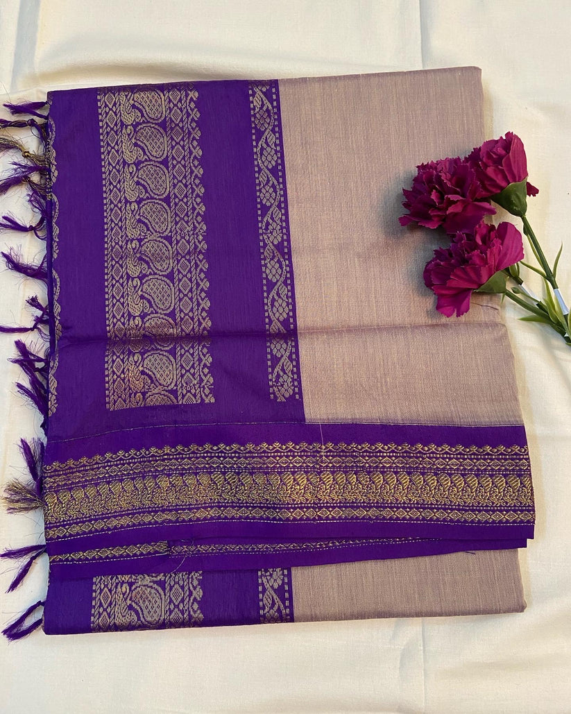 pastel dusk purple kalyani cotton saree