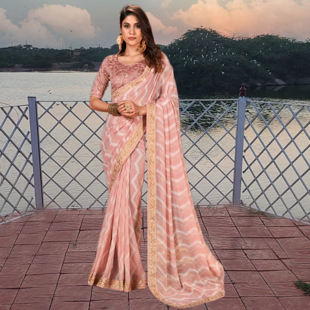 Georgette Beautiful Bandhni Print Saree