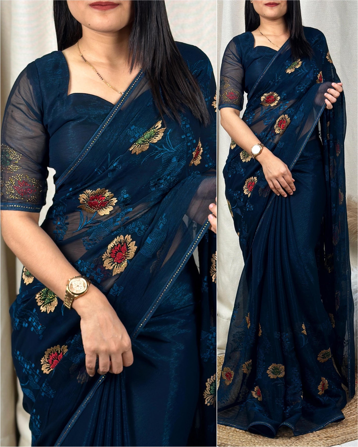 Magenta Sitara chiffon sare