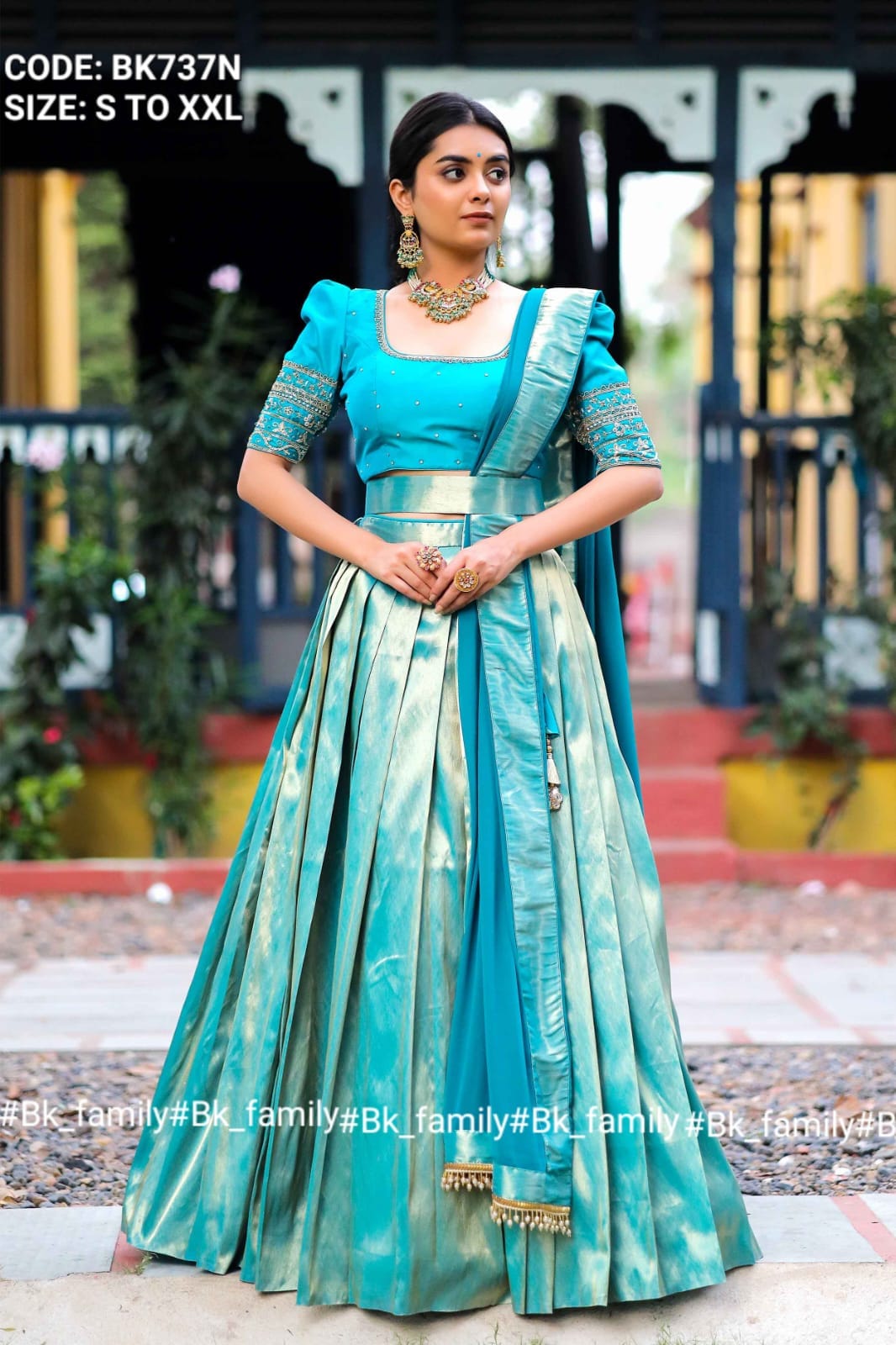 Half Saree Set in the regal Dynasty hue