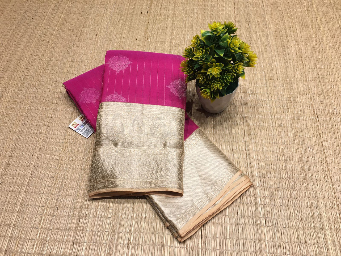 Pink kanchivaram silk saree with silk mark certificate