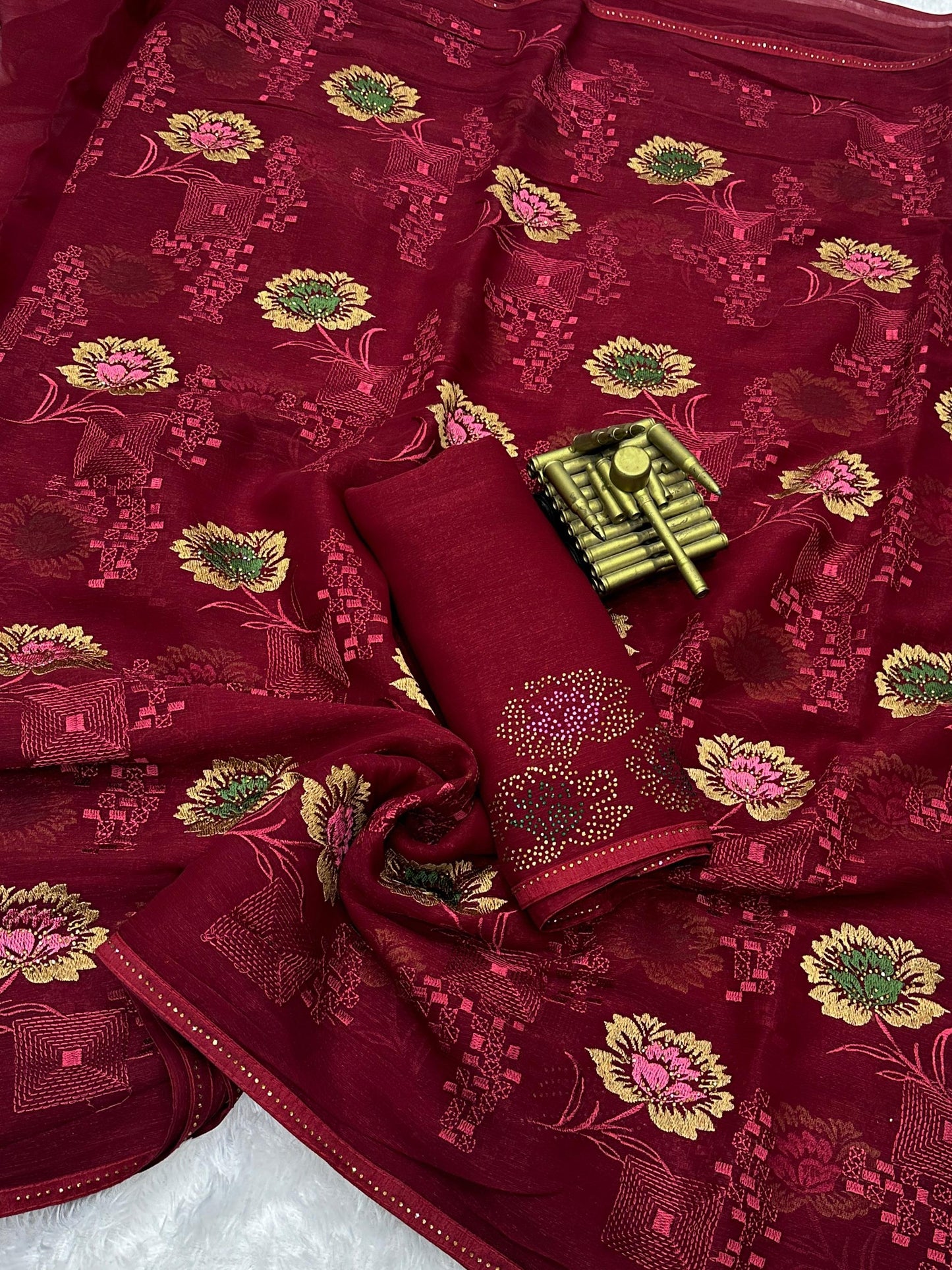 Magenta Sitara chiffon sare