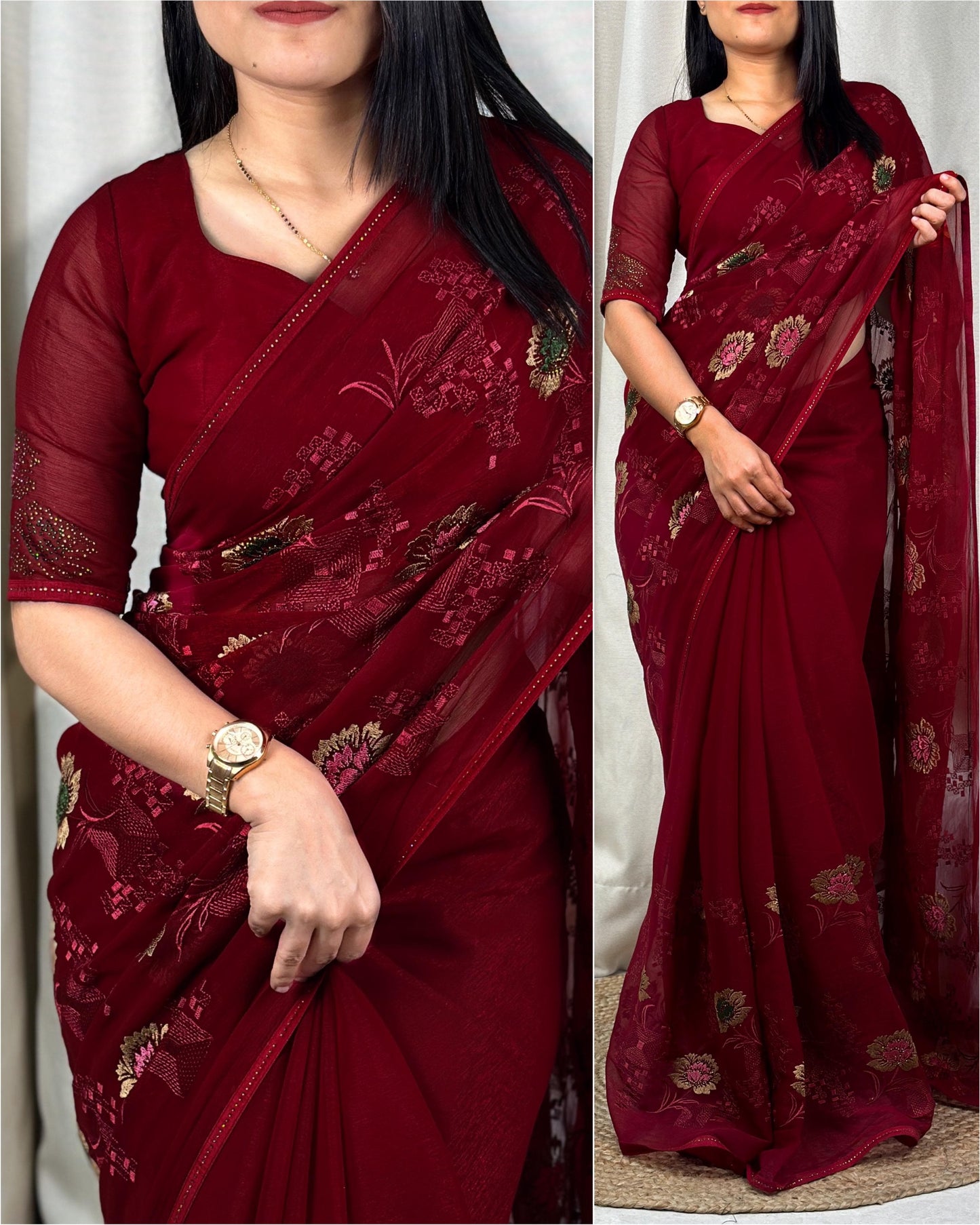 Magenta Sitara chiffon sare