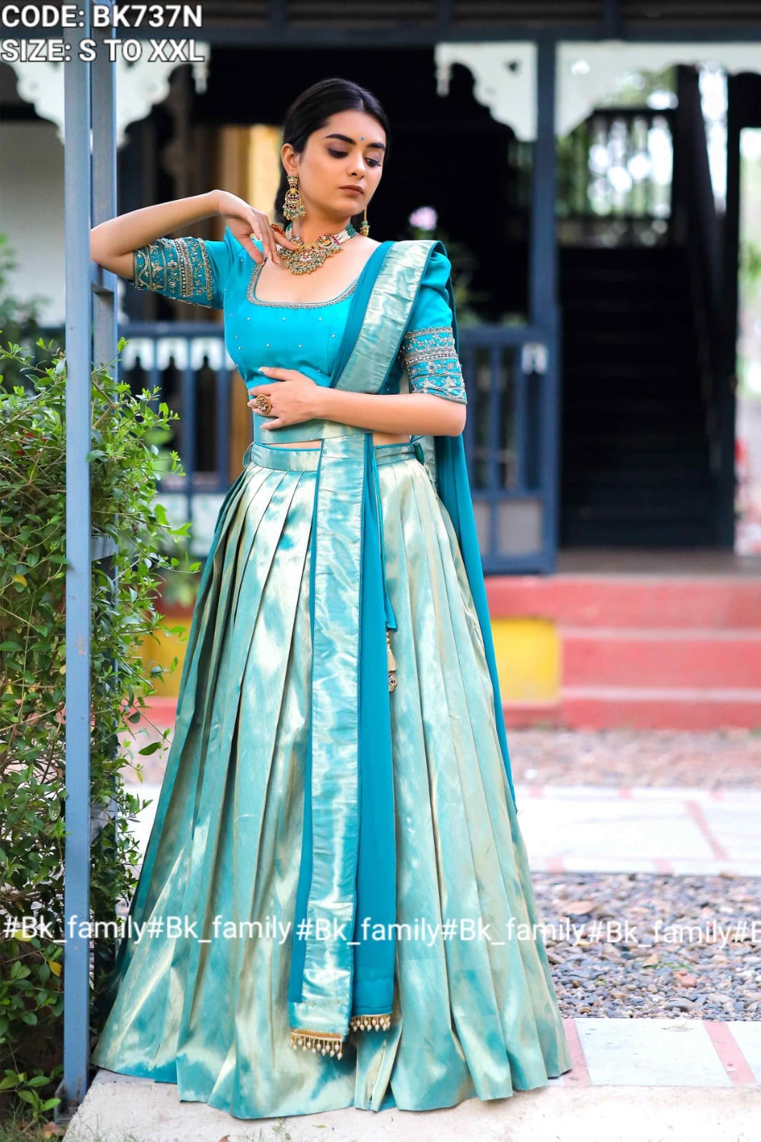 Half Saree Set in the regal Dynasty hue