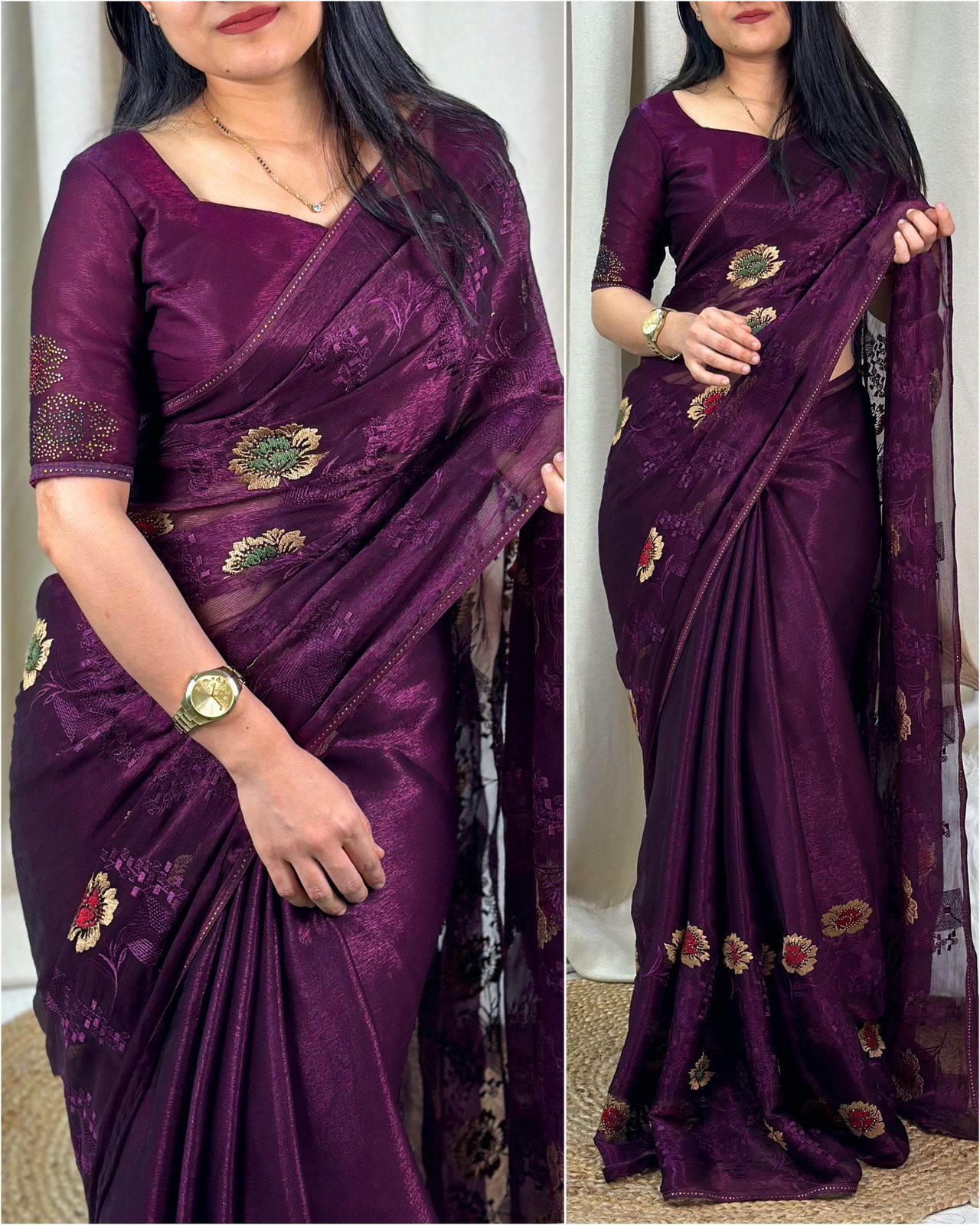 Magenta Sitara chiffon sare
