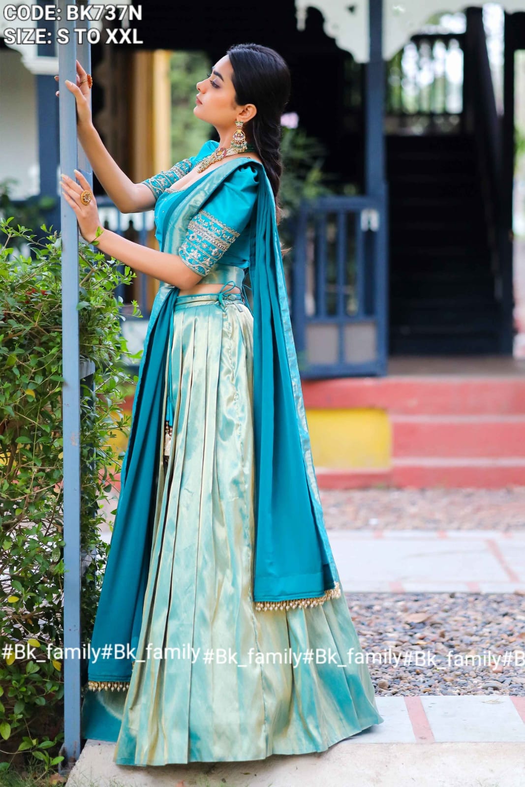Half Saree Set in the regal Dynasty hue