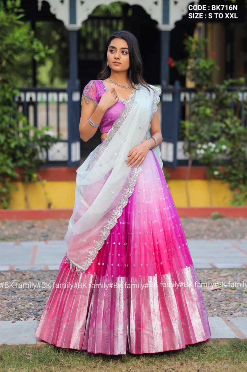 Aqua purple readymade half sare