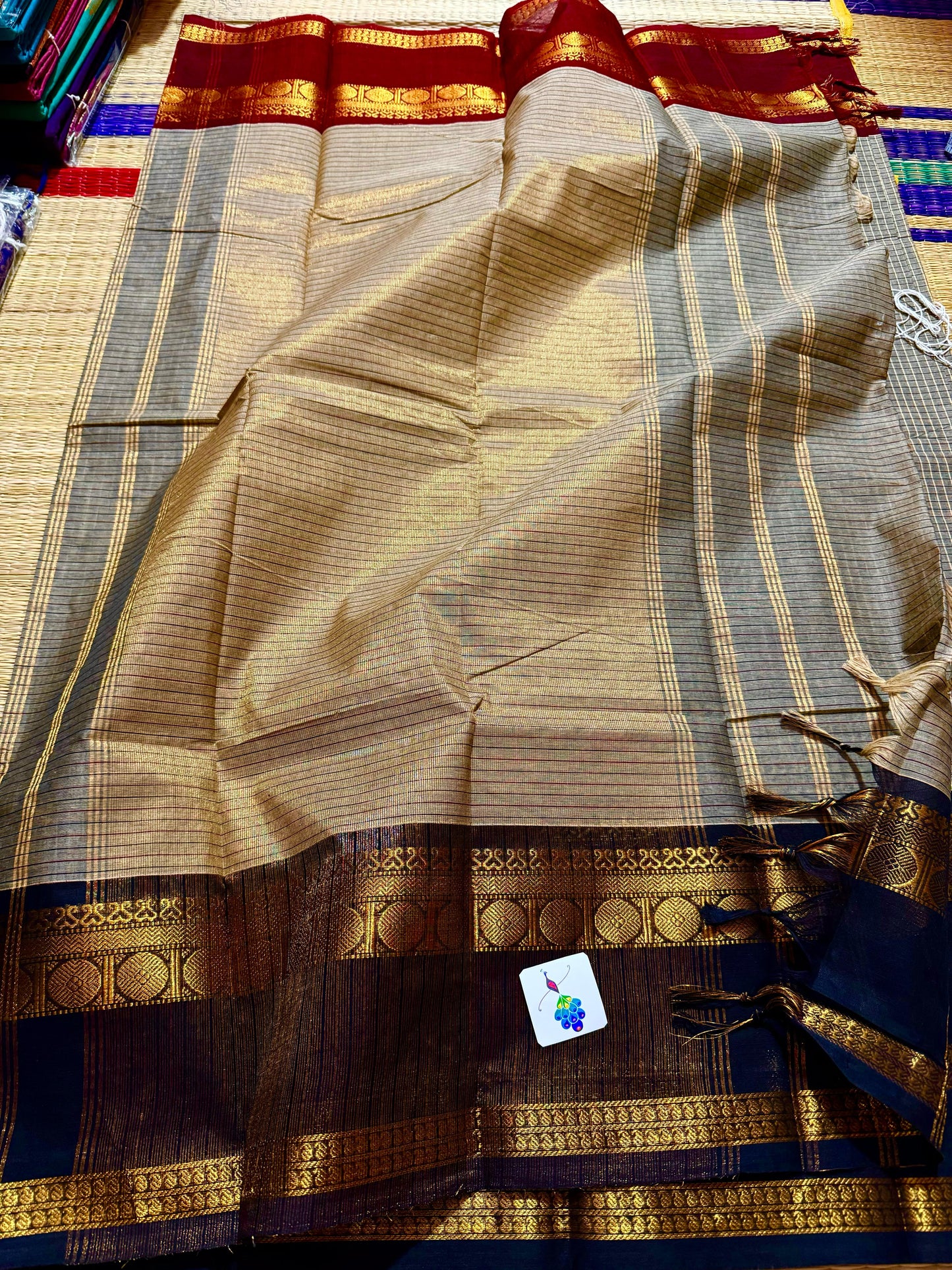 Ganga Jamuna Border Pure Kanchi Cotton Saree in Check