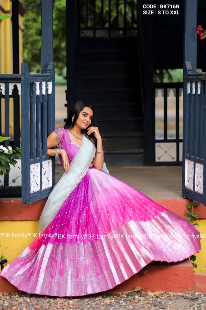 Aqua purple readymade half sare