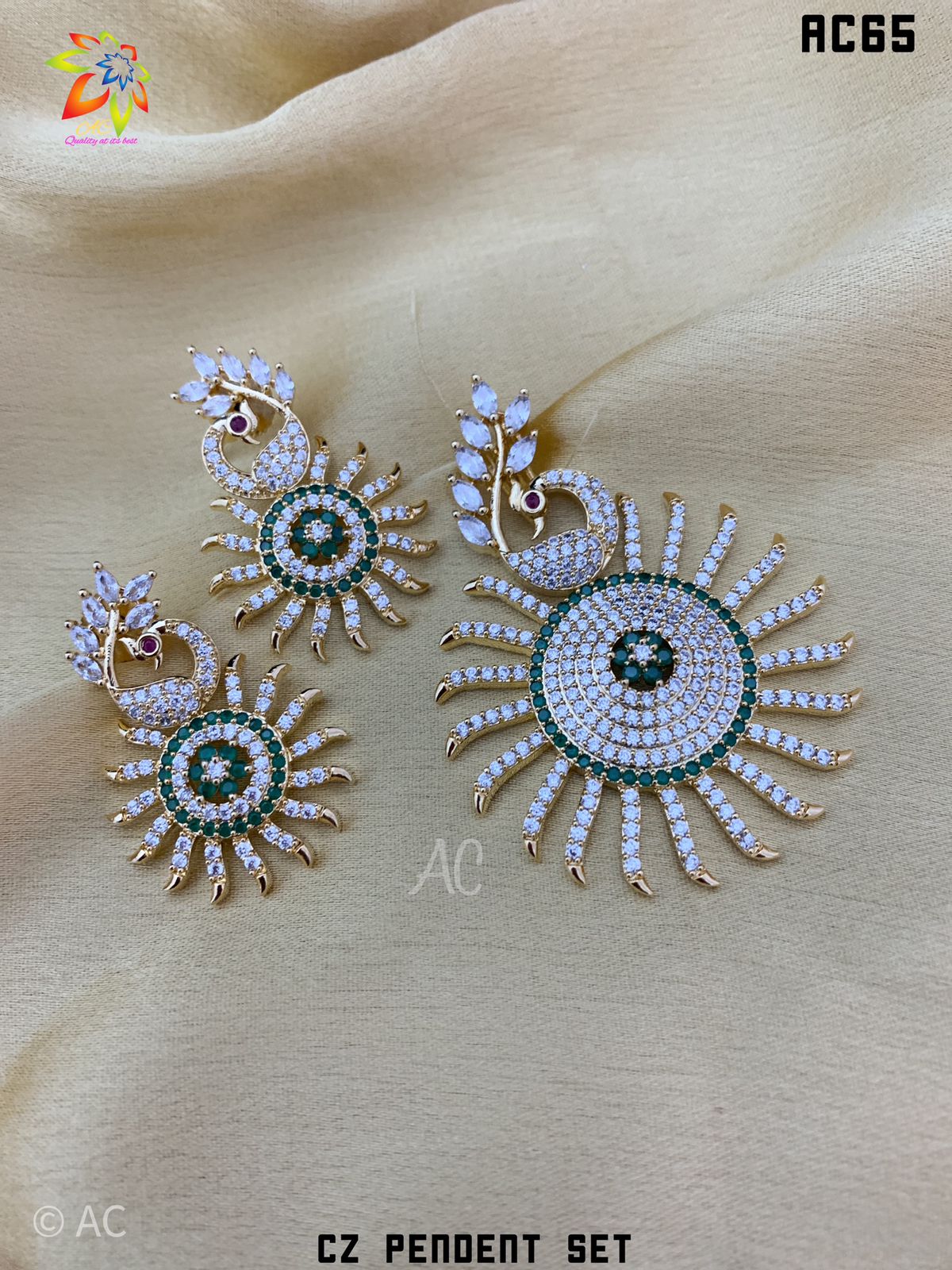 Ready stock Pendent set CZ Indian necklace set with earrings Indian Jewellery | Indian Jewellery