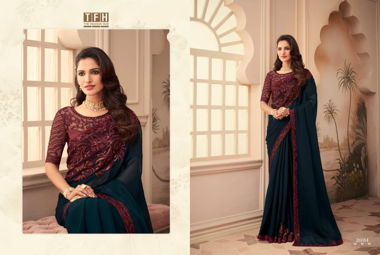 Maroon long embroydory work desginer saree with desginer blouse, party wear, wedding wear saree, luxury designer saree