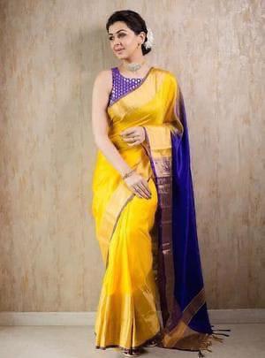 Celebrity Styles to Steal, Uppada pattu plain with long border, Nikki Galrani sarees, sarees for women in uk
