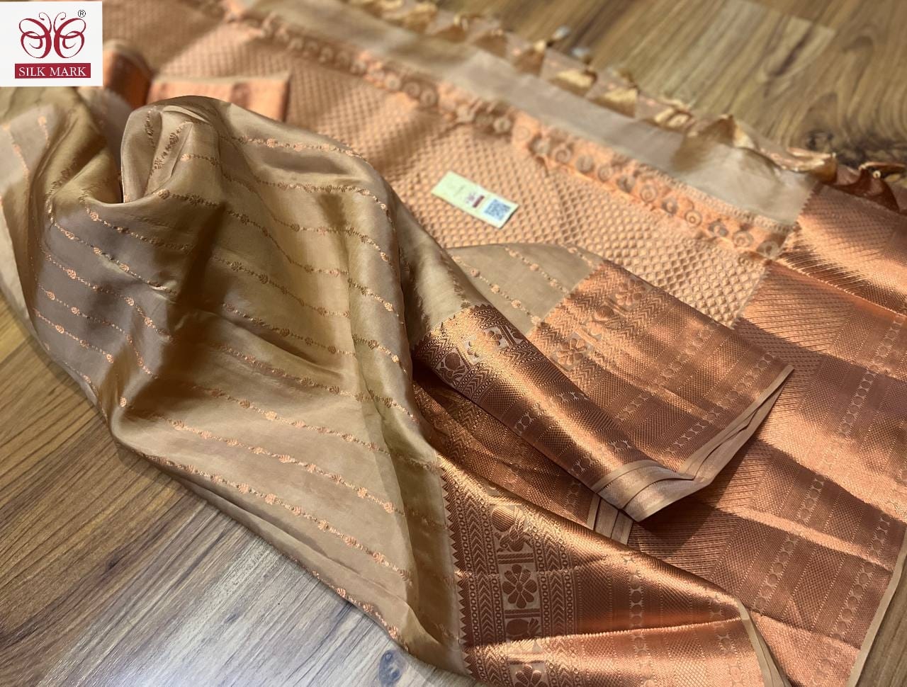 Pastel shades, copper border pure kanchivarm silk saree, wedding silk, soft silk saree, silk mark certified, bridal wedding silk - soft silk saree - Kanchipuram silk saree - silk mark certified
