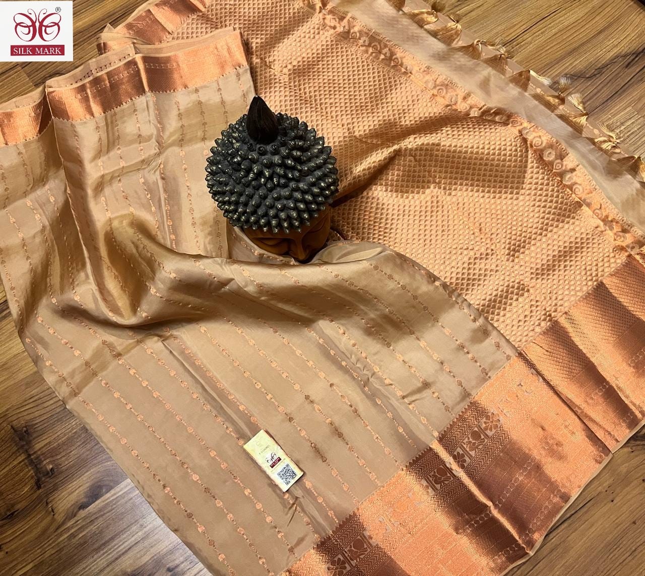 Pastel shades, copper border pure kanchivarm silk saree, wedding silk, soft silk saree, silk mark certified, bridal wedding silk - soft silk saree - Kanchipuram silk saree - silk mark certified