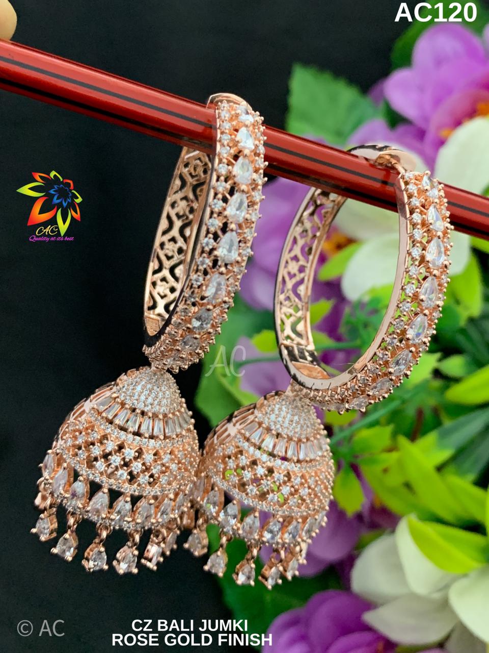 CZ Stone Loop Jhumkas | indian Jewellery Jimiki set | Indian earrings indian bridal jewellery