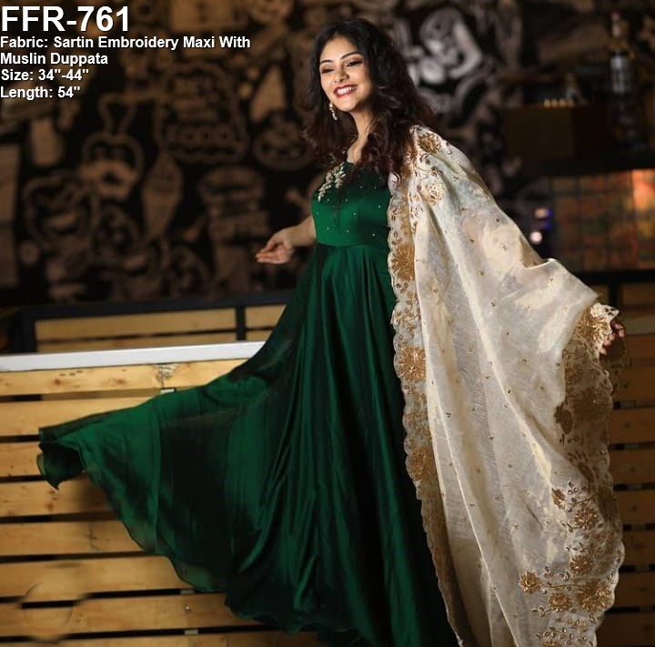 Clearence M size Only avai - Embroidery Sartin maxi