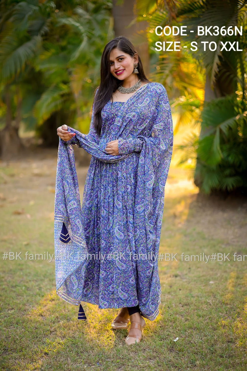 gorgeous Azure Blue Dress- indian party Anarkali shalwar