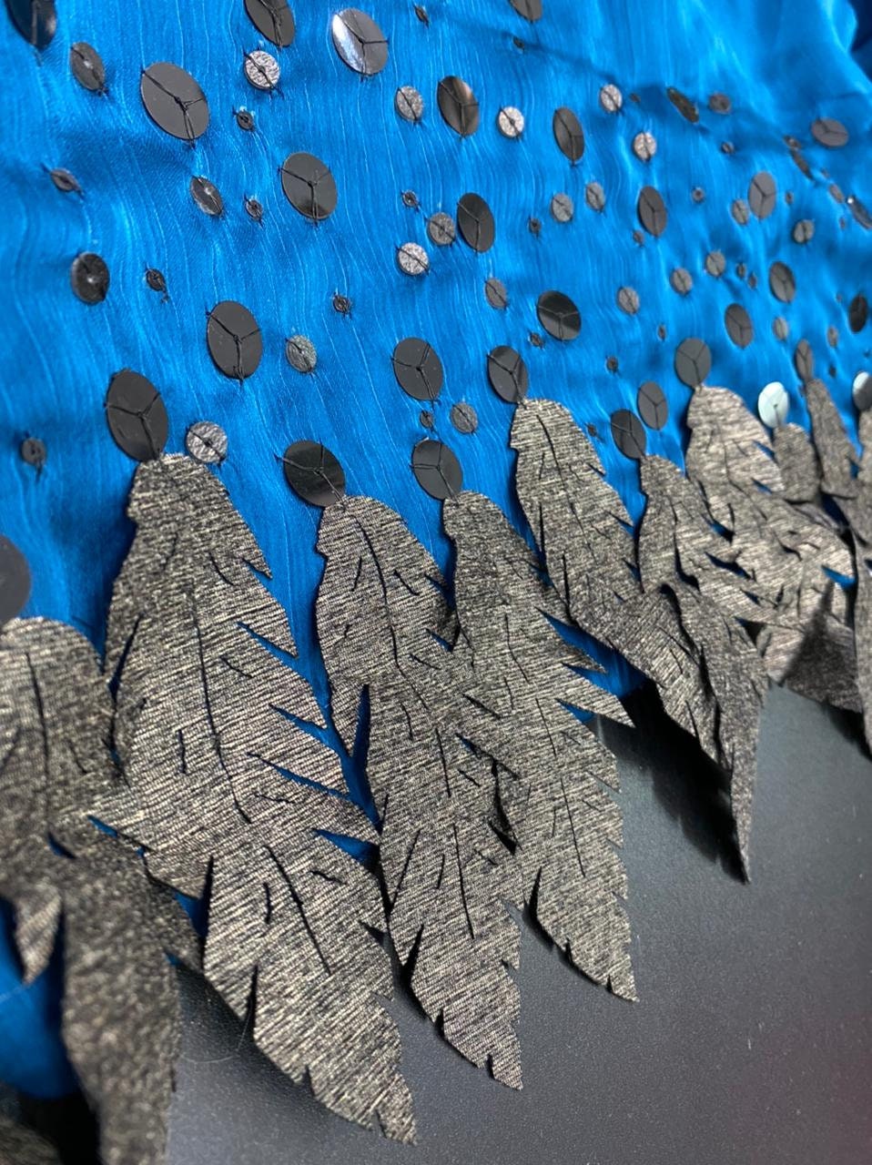 Blue Feather design saree - partywear saree - fancy georgette saree - saree for women - saree for Christmas party