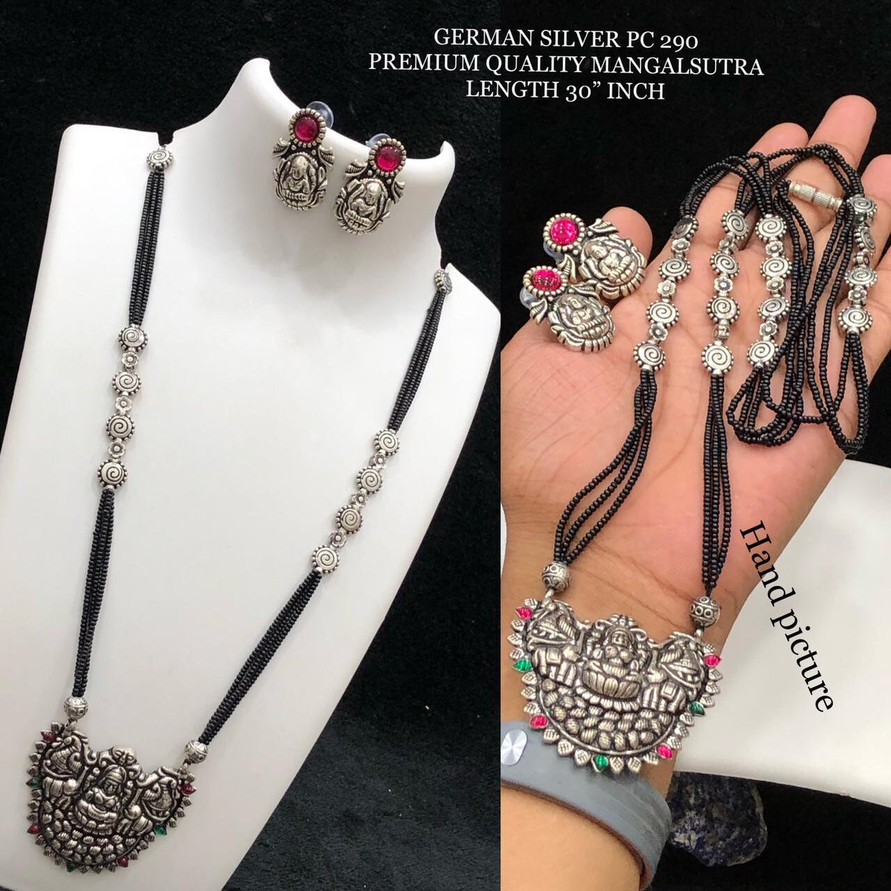 Clearance / SALE German silver necklace set - Premium quality mangalsutra Length 30 inches - indian necklace