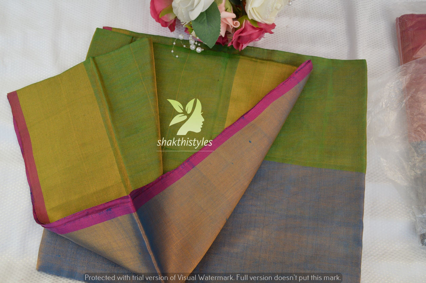 Uppada saree Tissue silk uppada saree - Green and Blue saree for women