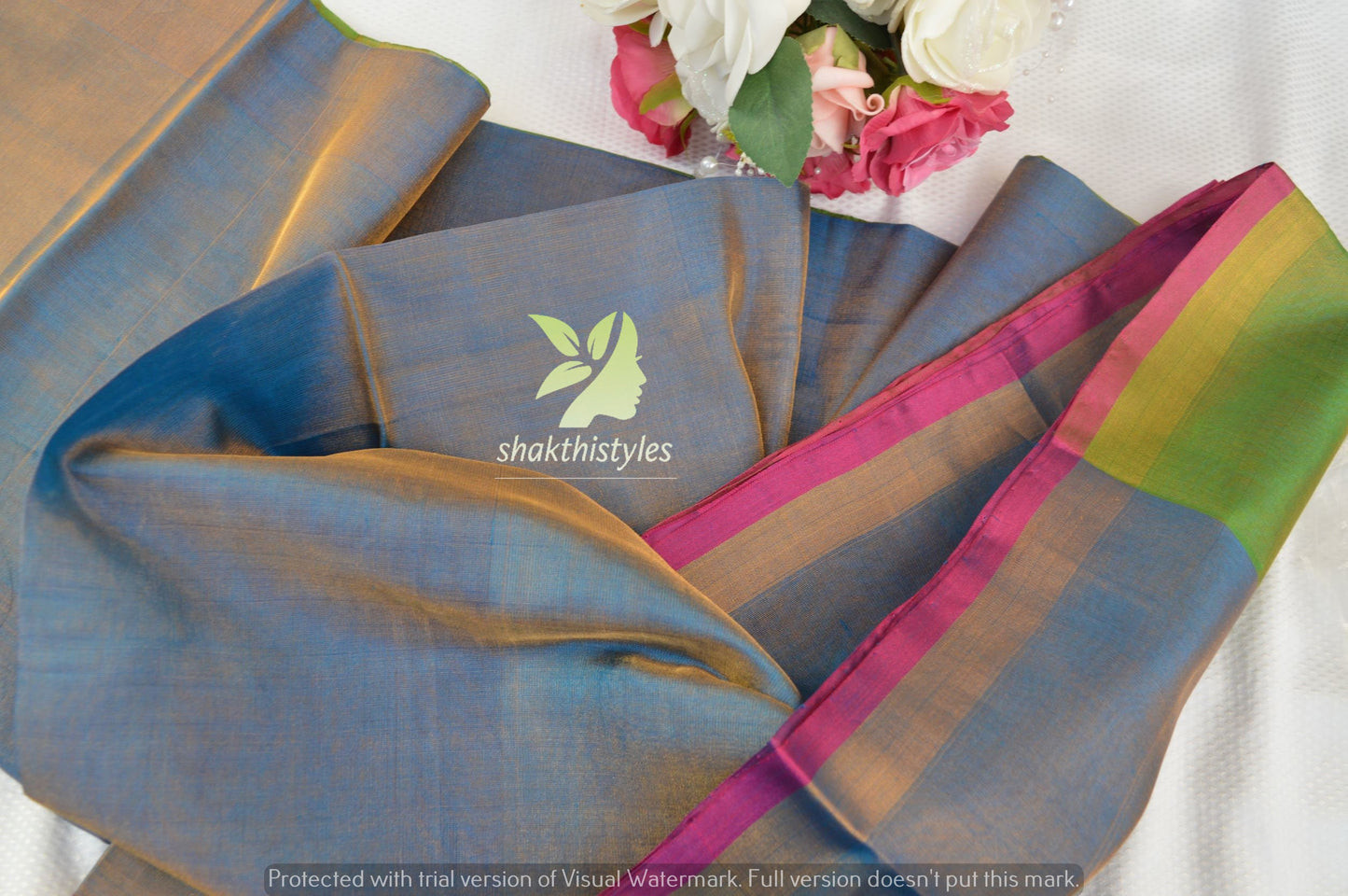 Uppada saree Tissue silk uppada saree - Green and Blue saree for women
