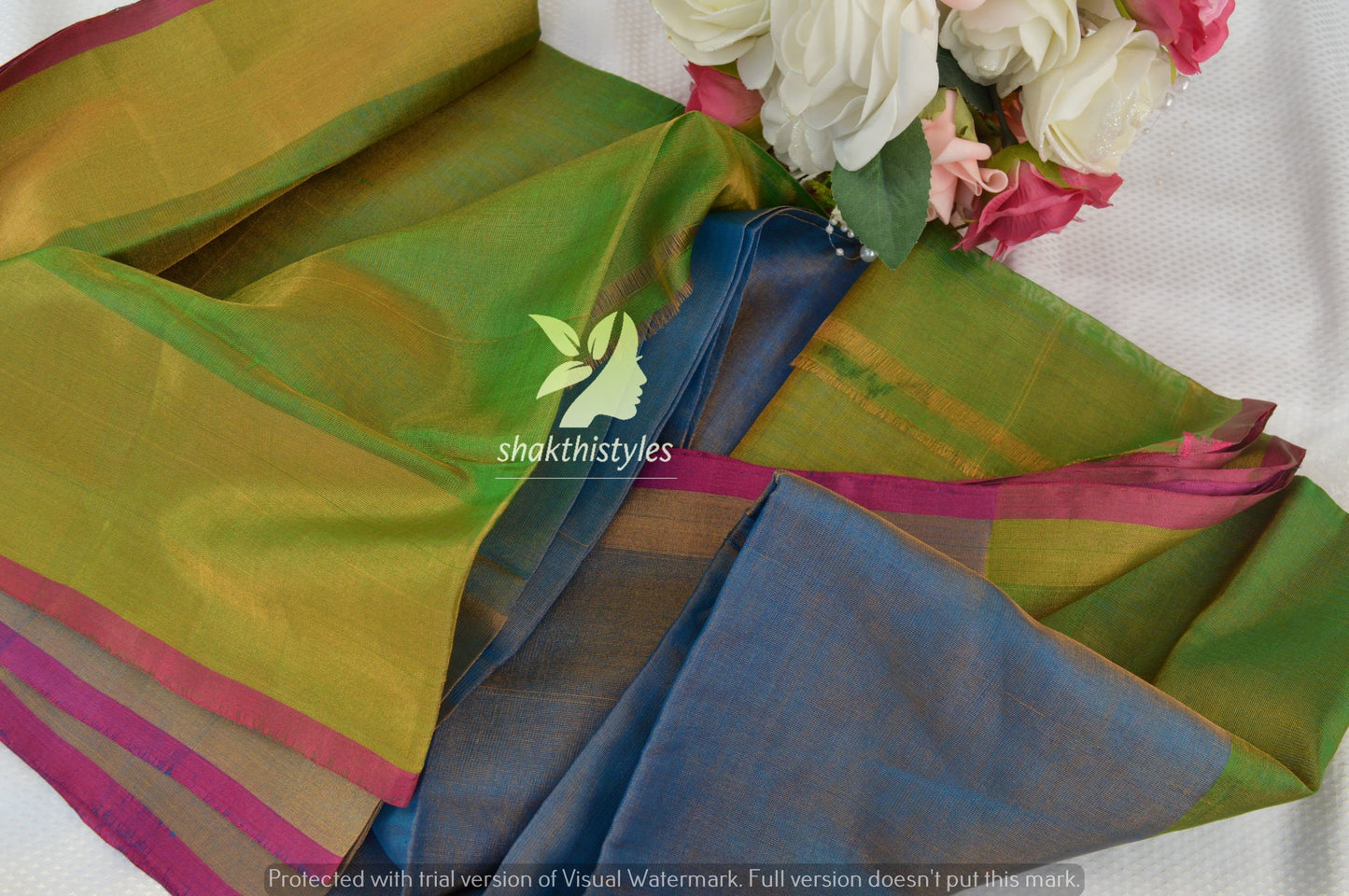 Uppada saree Tissue silk uppada saree - Green and Blue saree for women