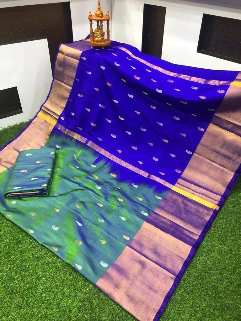 Purple and yellow pure Uppada Silk Pattu Saree, Wedding Saree, Pure silk saree, handwoven silk saree, two tone saree for woman