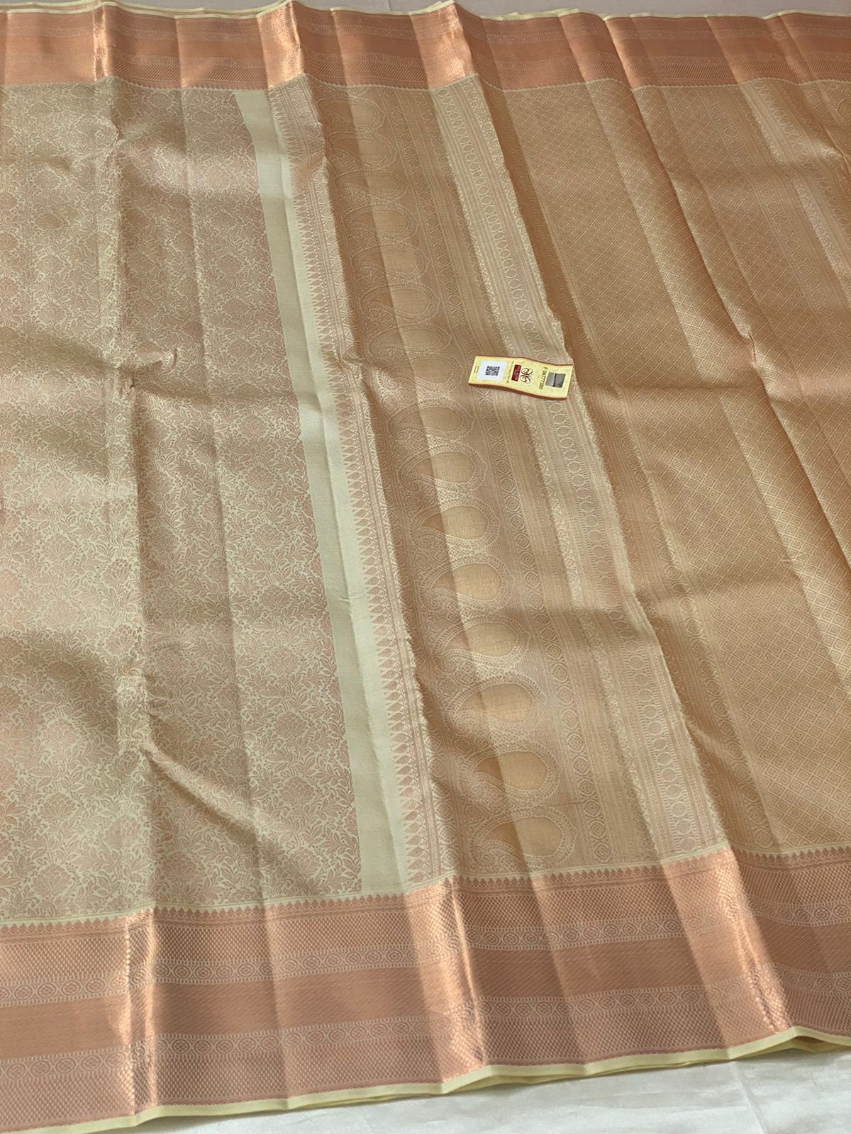 Pastel colour with zari waving Bridal pure kanchipuram silk saree - wedding silk - soft silk saree - silk mark certified