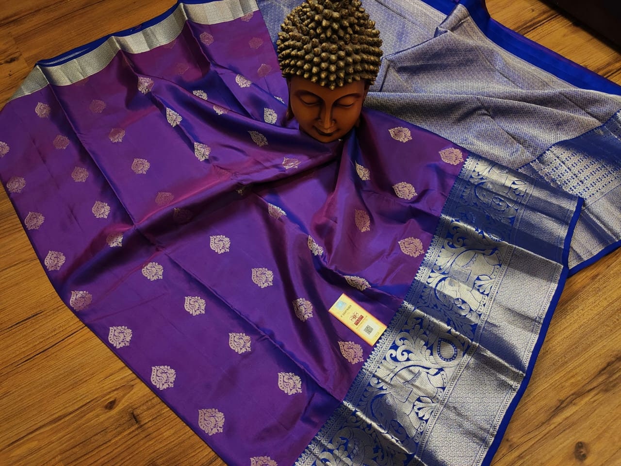 Purple and Silver light weight silk saree - wedding silk - soft silk saree - Kanchipuram silk saree - silk mark certified