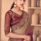 Maroon and Beige shade party wear saree