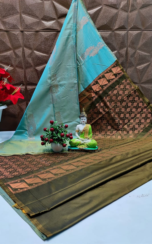 Sky blue soft silk saree