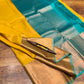 Yellow and Turquise Kanchivaram pure silk saree