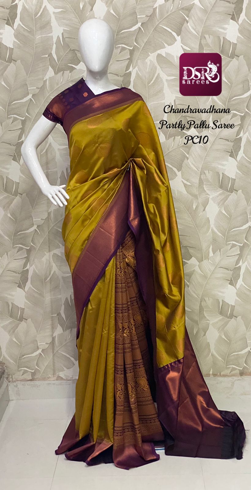 Kanchi soft silk Partly pallu saree