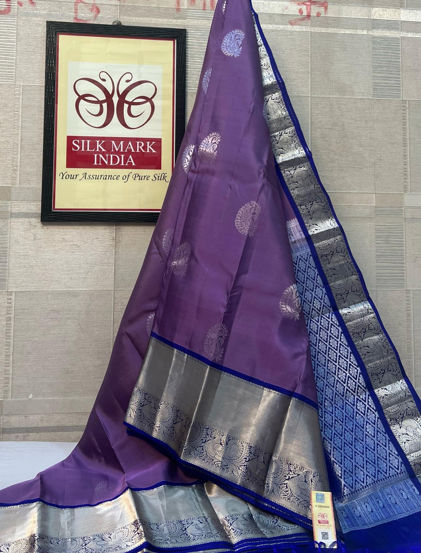 Traditional blue Kanchipuram pattu saree