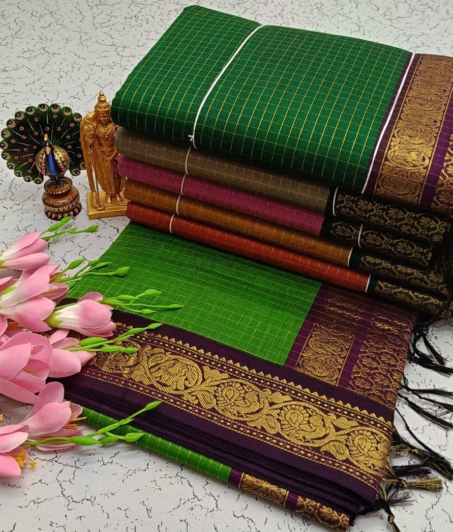 Kalyani cotton check saree