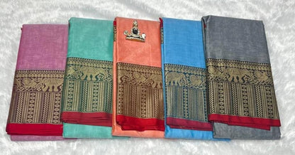 Blue Narayanpeth Mezadaise Cotton Saree with Intricate Border