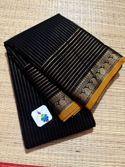 Rich black kanchi cotton saree