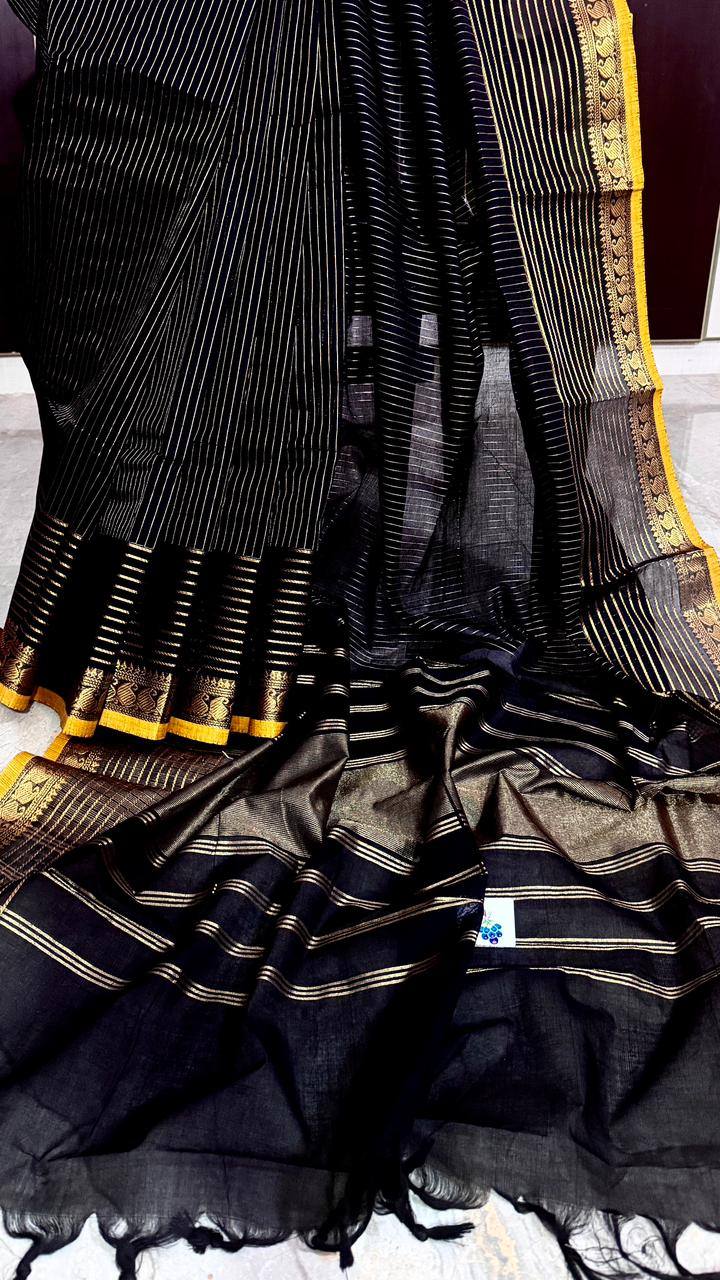 Rich black kanchi cotton saree