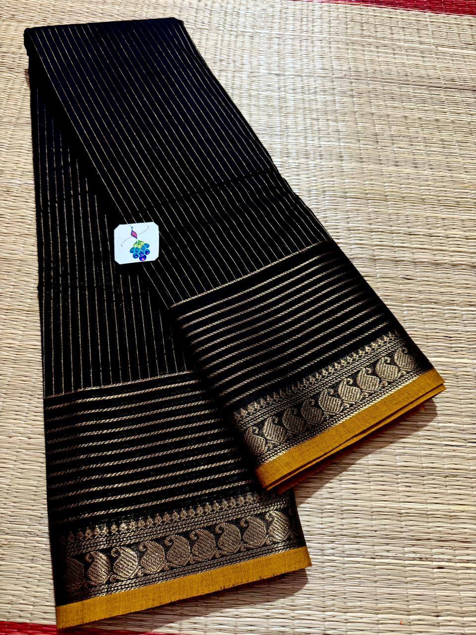 Rich black kanchi cotton saree