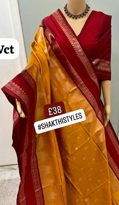 Traditional Kadiyal Paithani soft silk saree