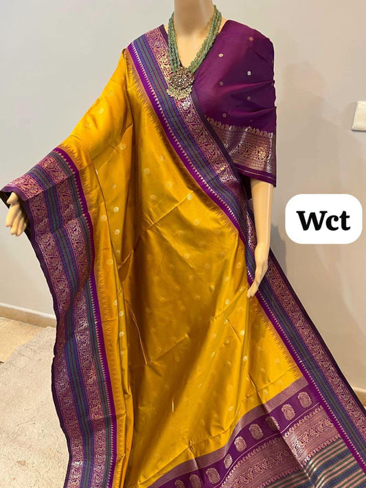 purple - traditional Kadiyal Paithani soft silk saree